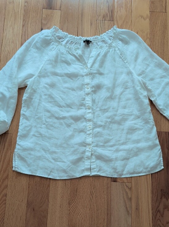 Talbots Tops - Talbots White Linen Peasant Blouse